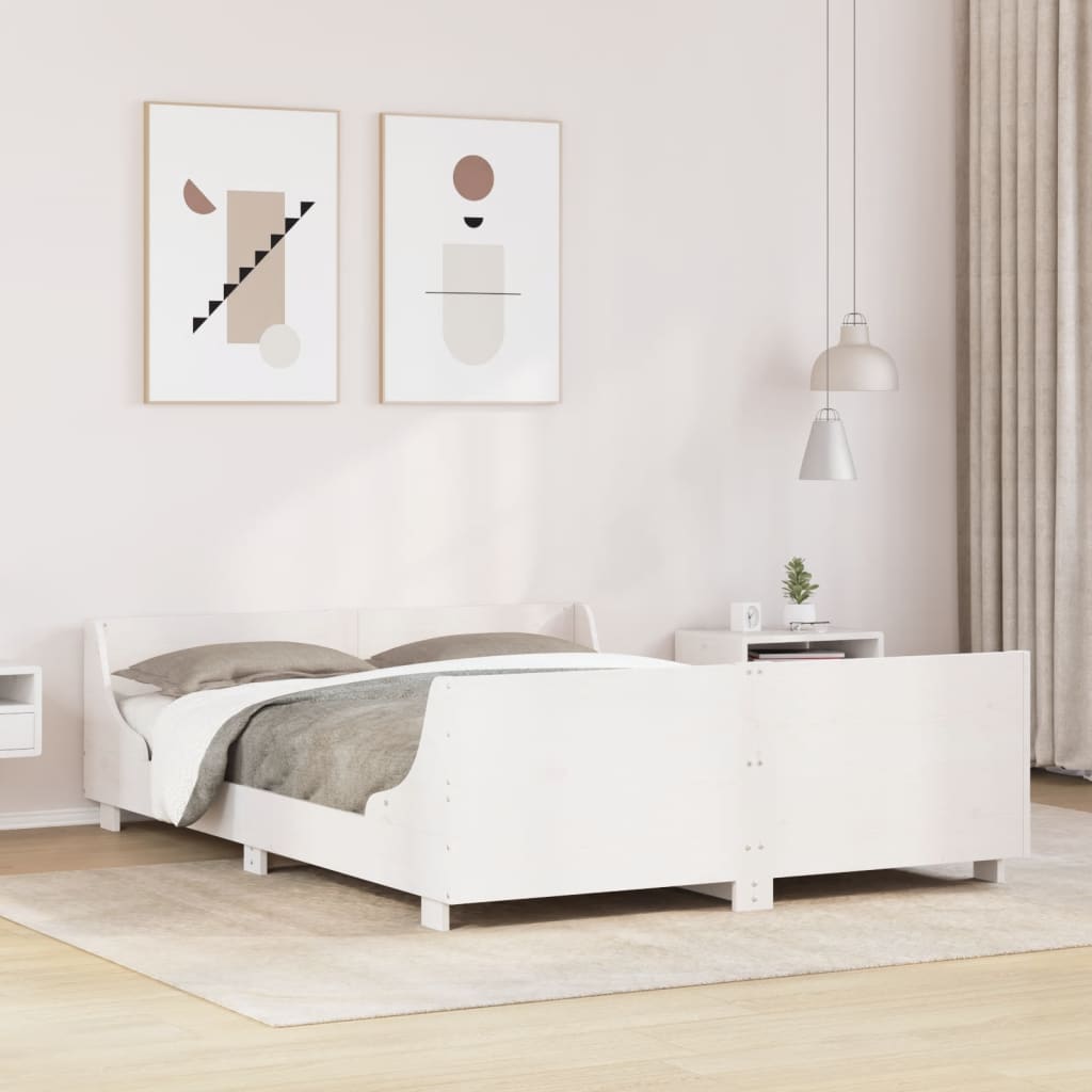 vidaXL Estructura de cama sin colchón madera de pino blanca 120x200 cm
