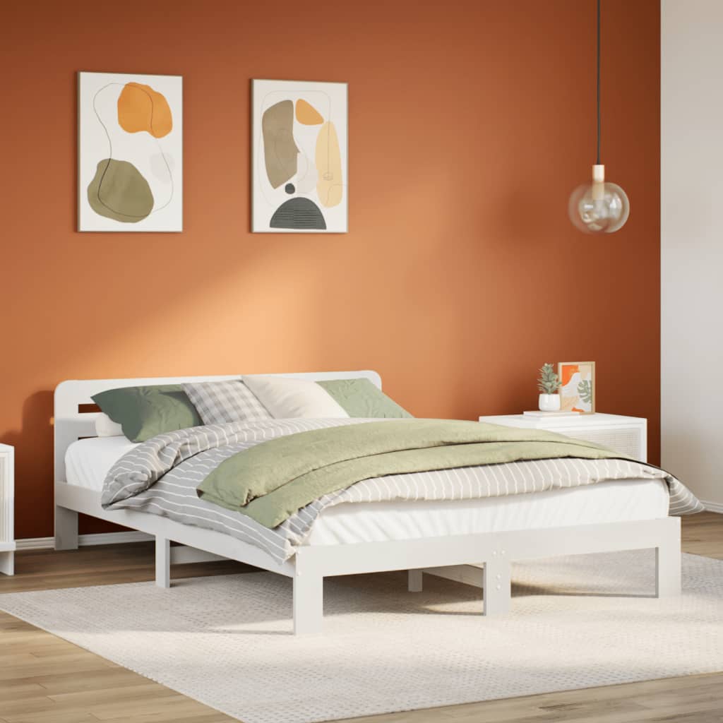 vidaXL Estructura de cama sin colchón madera de pino blanca 140x200 cm