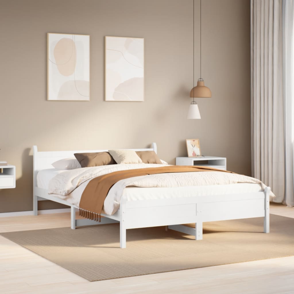 vidaXL Estructura de cama sin colchón madera de pino blanca 140x200 cm