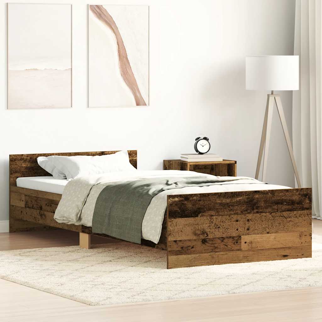 vidaXL Estructura de cama sin colchón madera de ingeniería envejecida