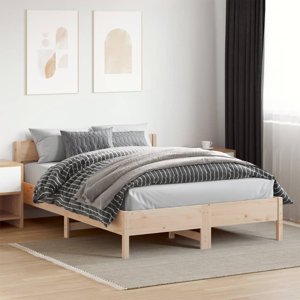 vidaXL Estructura de cama sin colchón madera de pino blanca 140x200 cm