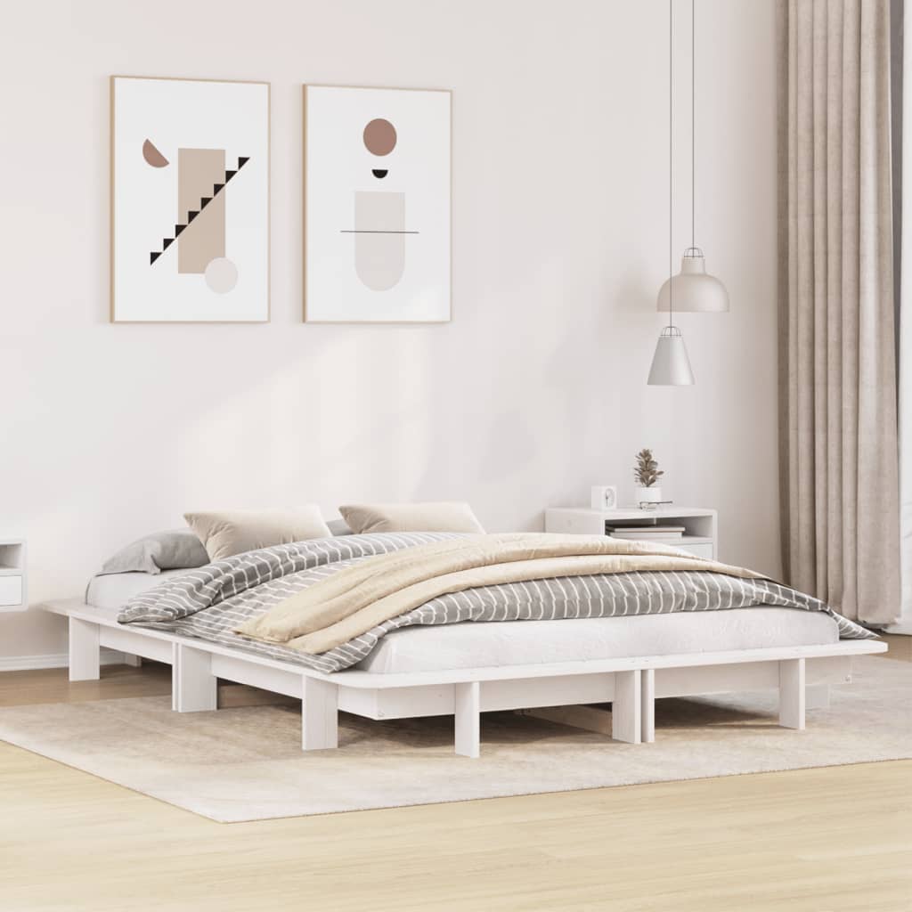 vidaXL Estructura de cama sin colchón madera de pino blanca 120x200 cm