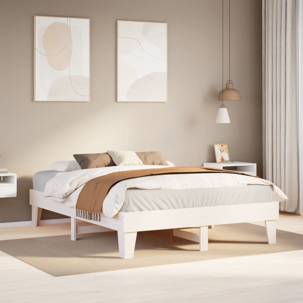 vidaXL Estructura de cama sin colchón madera de pino blanca 140x200 cm