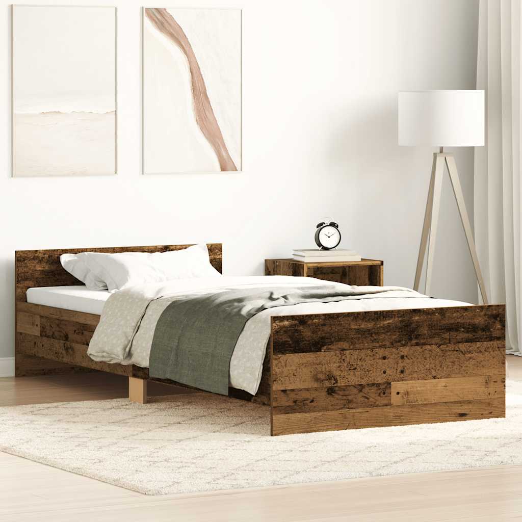 vidaXL Estructura de cama sin colchón madera de ingeniería envejecida