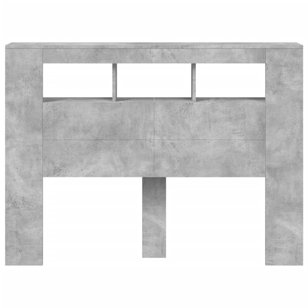 vidaXL Cabecero LED madera ingeniería gris hormigón 140x18,5x103,5 cm - Image 6