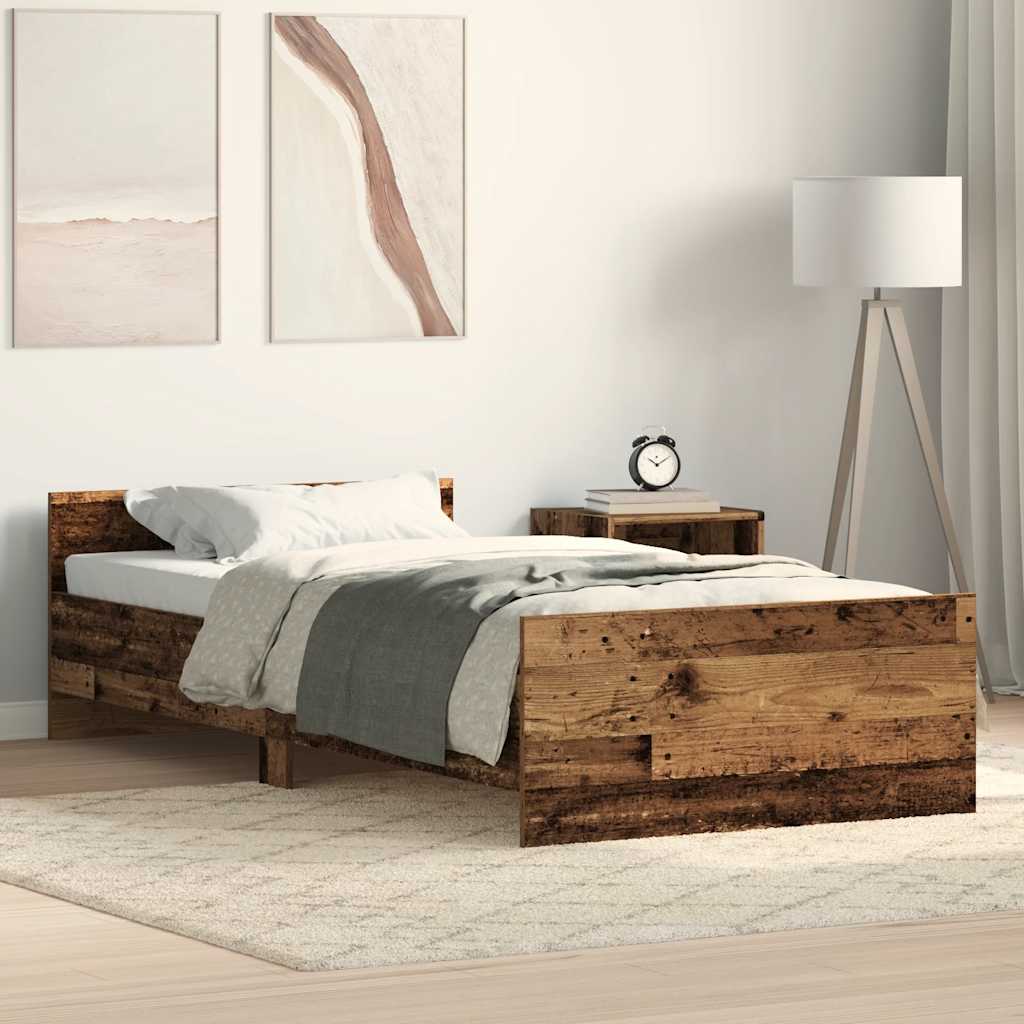 vidaXL Estructura de cama sin colchón de madera antigua 75x190 cm