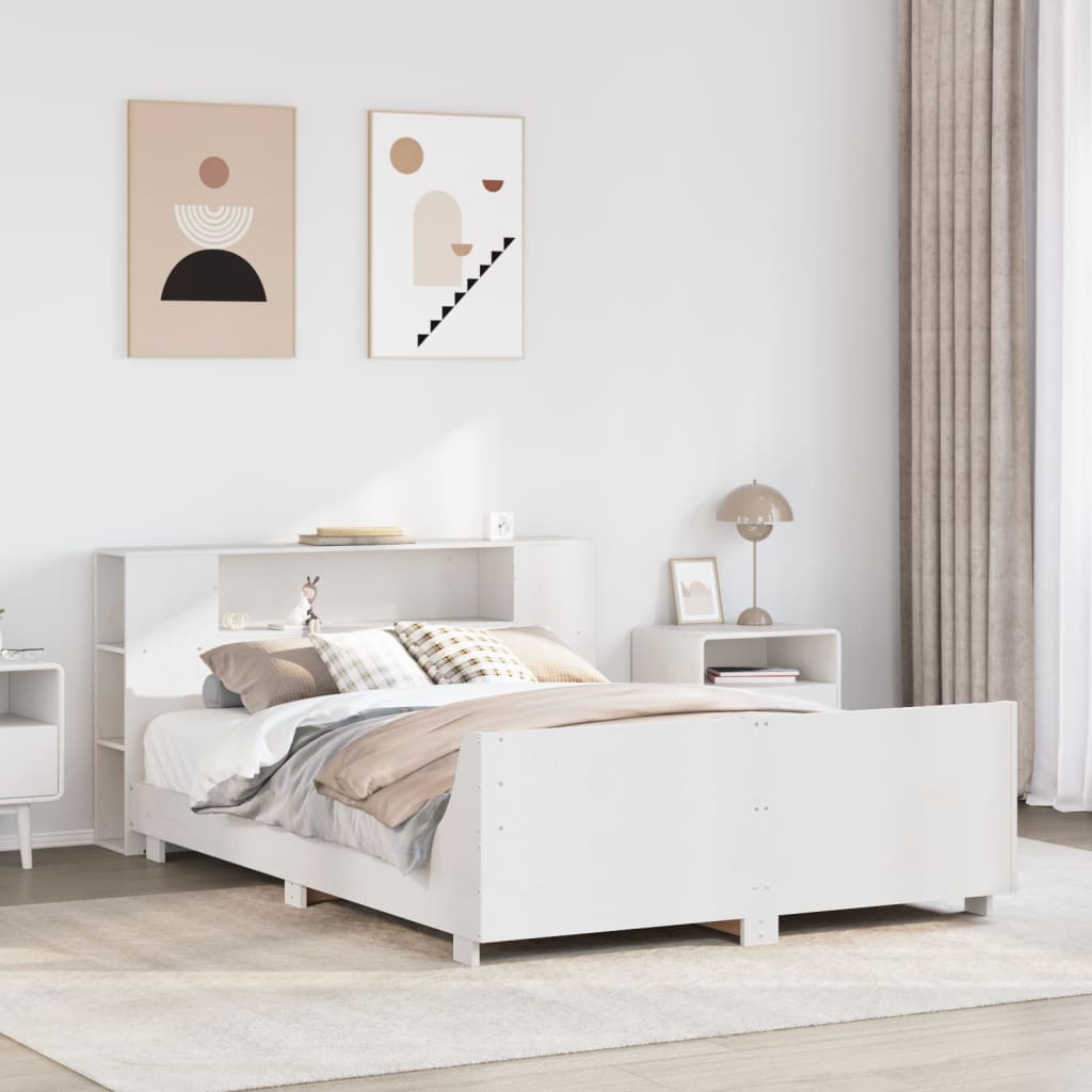 vidaXL Estructura de cama sin colchón madera de pino blanca 140x200 cm