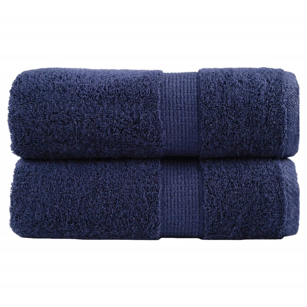 vidaXL Serviettes d'invité de qualité sup. SOLUND 2 pcs bleu marine