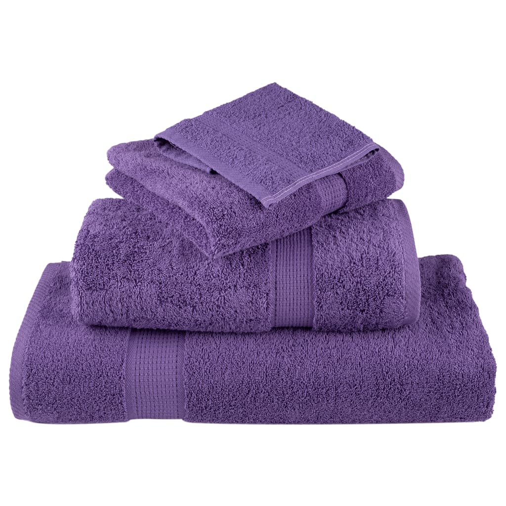 vidaXL Serviettes de toilette Premium SOLUND 2 pièces Violet 30 x 30 cm 600 g/m² - Image 4