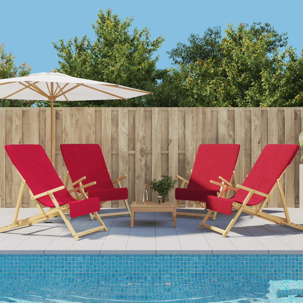 vidaXL Serviettes de plage 4 pcs bordeaux 60x135 cm tissu 400 GSM