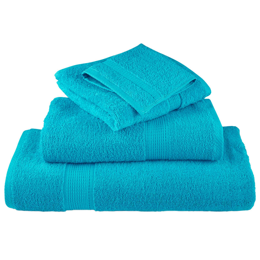 vidaXL Serviettes de toilette premium SOLUND 2 pièces Turquoise 30 x 30 cm 600 g/m² - Image 4