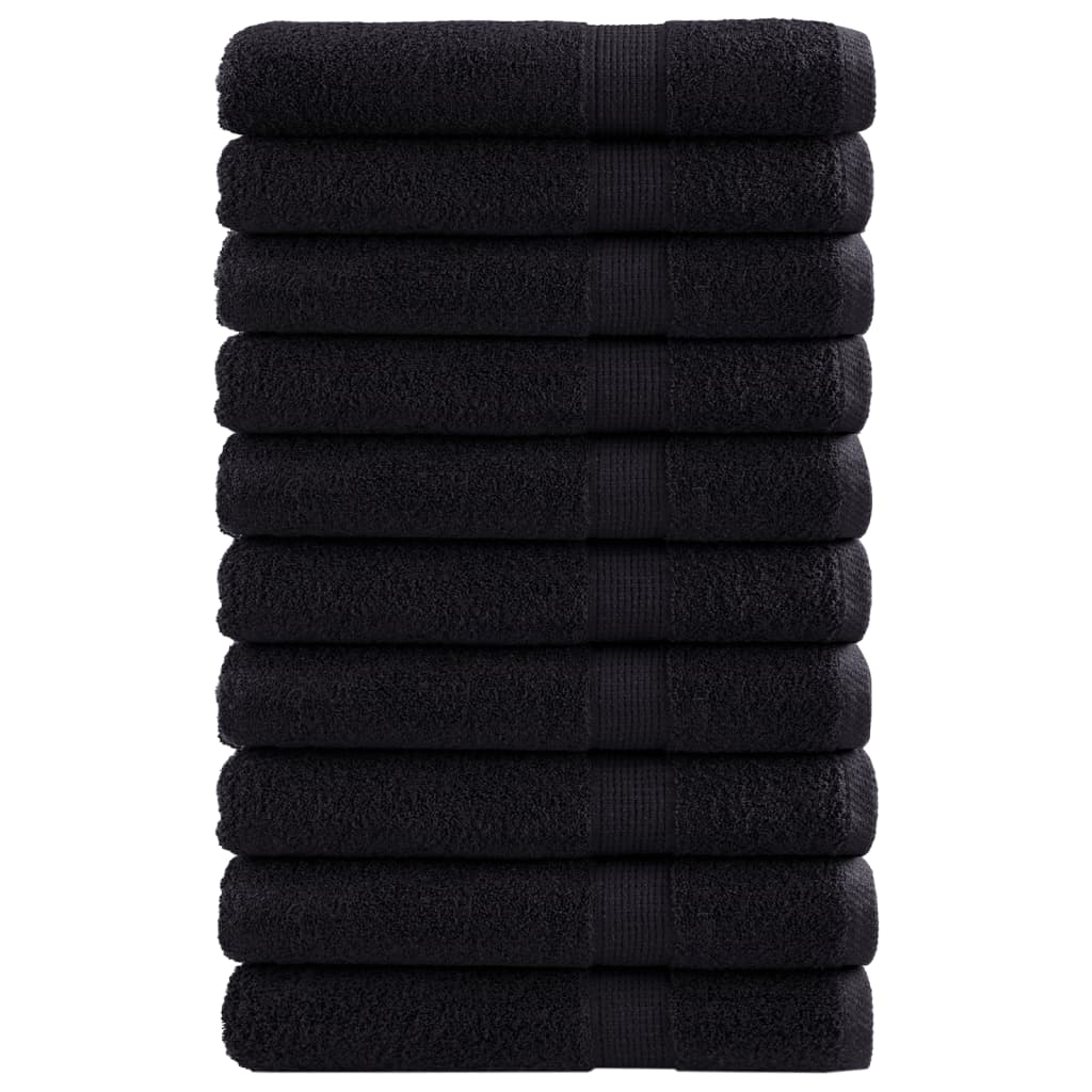 vidaXL Serviettes de sauna de qualité supérieure SOLUND 10 pcs noir