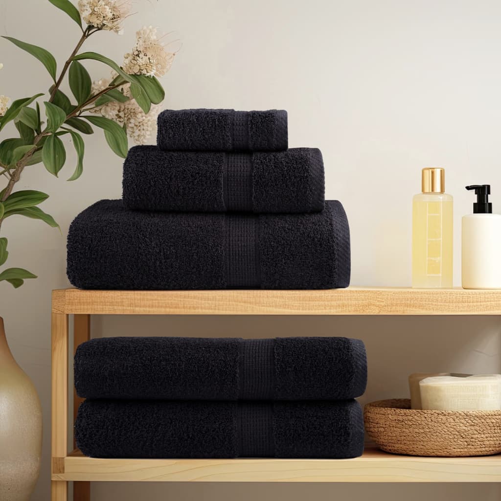 vidaXL Serviettes de sauna de qualité supérieure SOLUND 10 pcs noir - Image 3