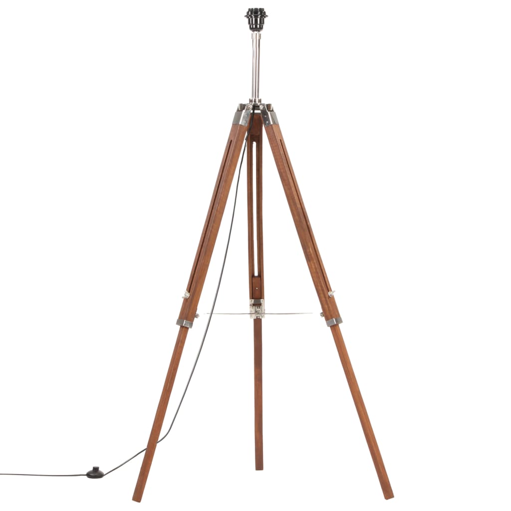 vidaXL Lampadaire à trépied Marron miel et noir Bois de teck 141 cm - Image 3