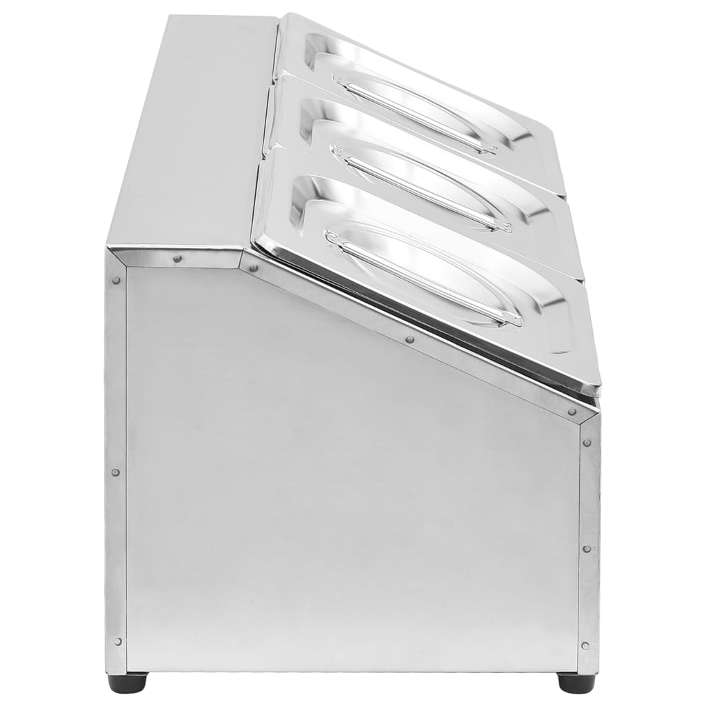 vidaXL Récipient Gastronorm avec 3 bacs GN 1/6 Acier inoxydable - Image 4