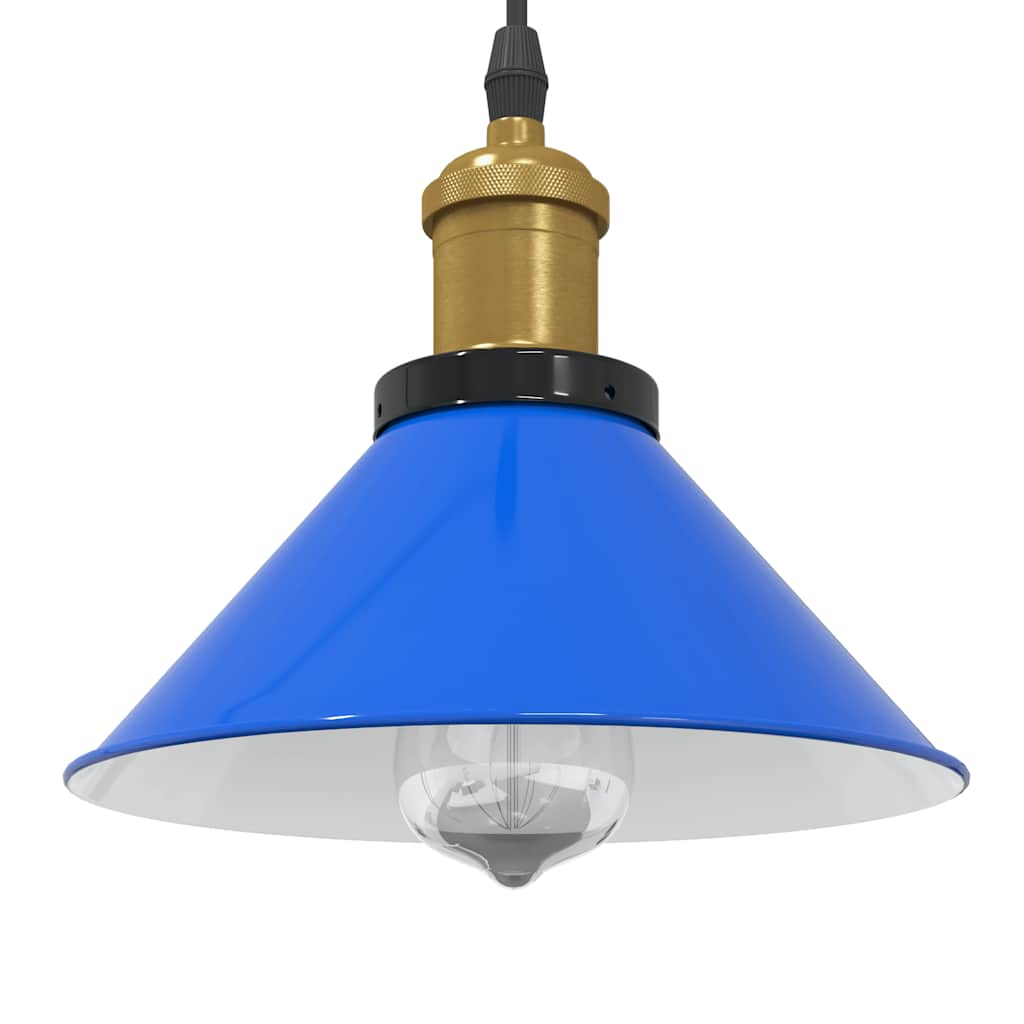 vidaXL Lampe suspendue réglable hauteur E27 bleu foncé Ø 22 cm métal