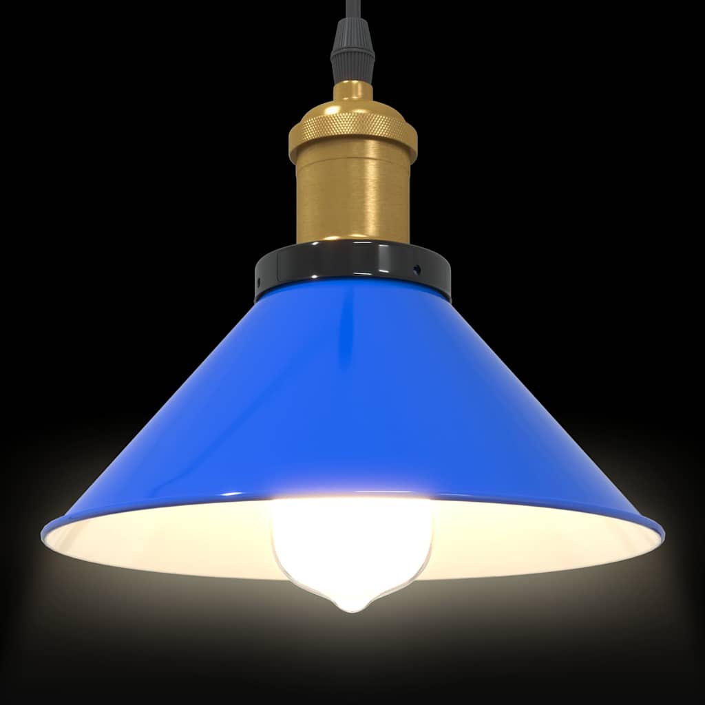 vidaXL Lampe suspendue réglable hauteur E27 bleu foncé Ø 22 cm métal - Image 6