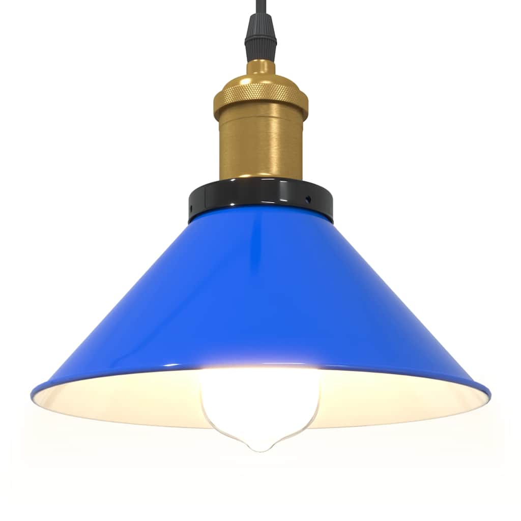 vidaXL Lampe suspendue réglable hauteur E27 bleu foncé Ø 22 cm métal - Image 5