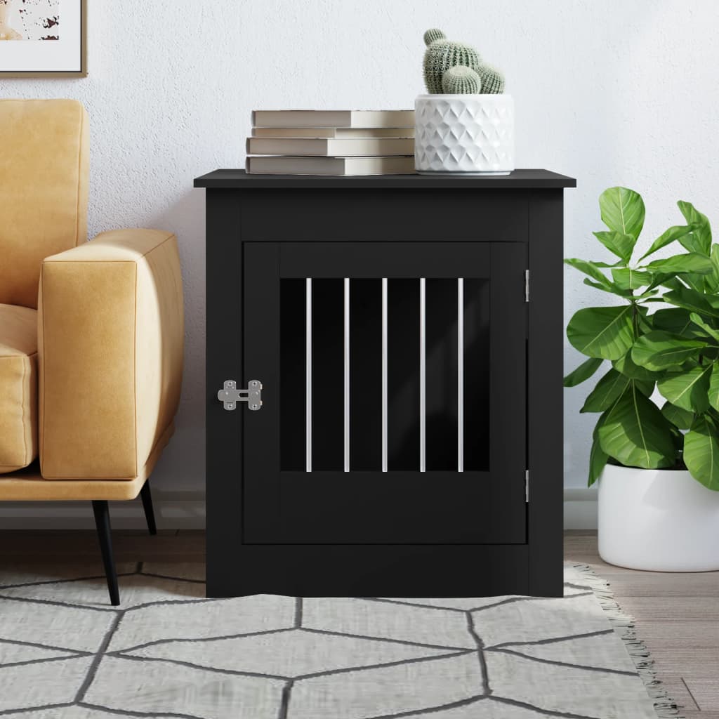 vidaXL Meuble de cage pour chiens noir 64,5x80x71 cm bois d'ingénierie - Image 3