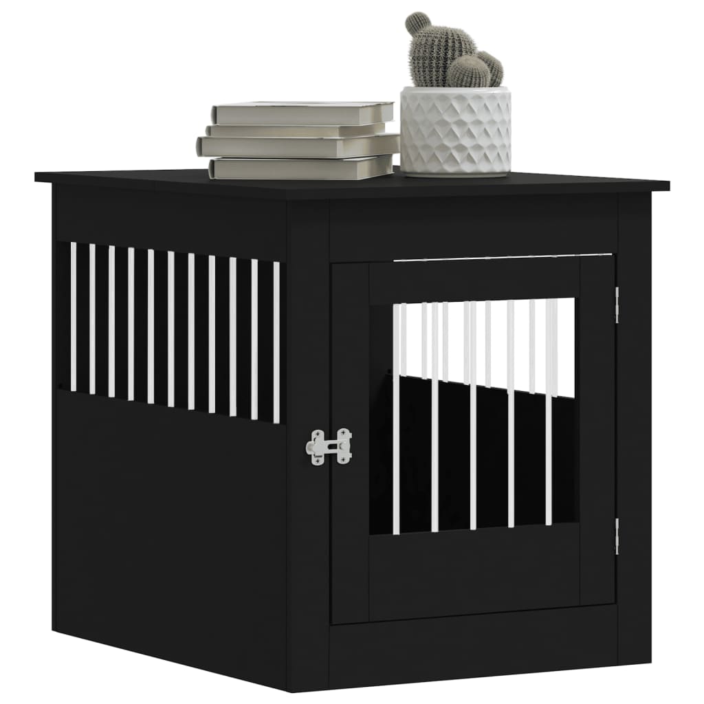 vidaXL Meuble de cage pour chiens noir 64,5x80x71 cm bois d'ingénierie - Image 4