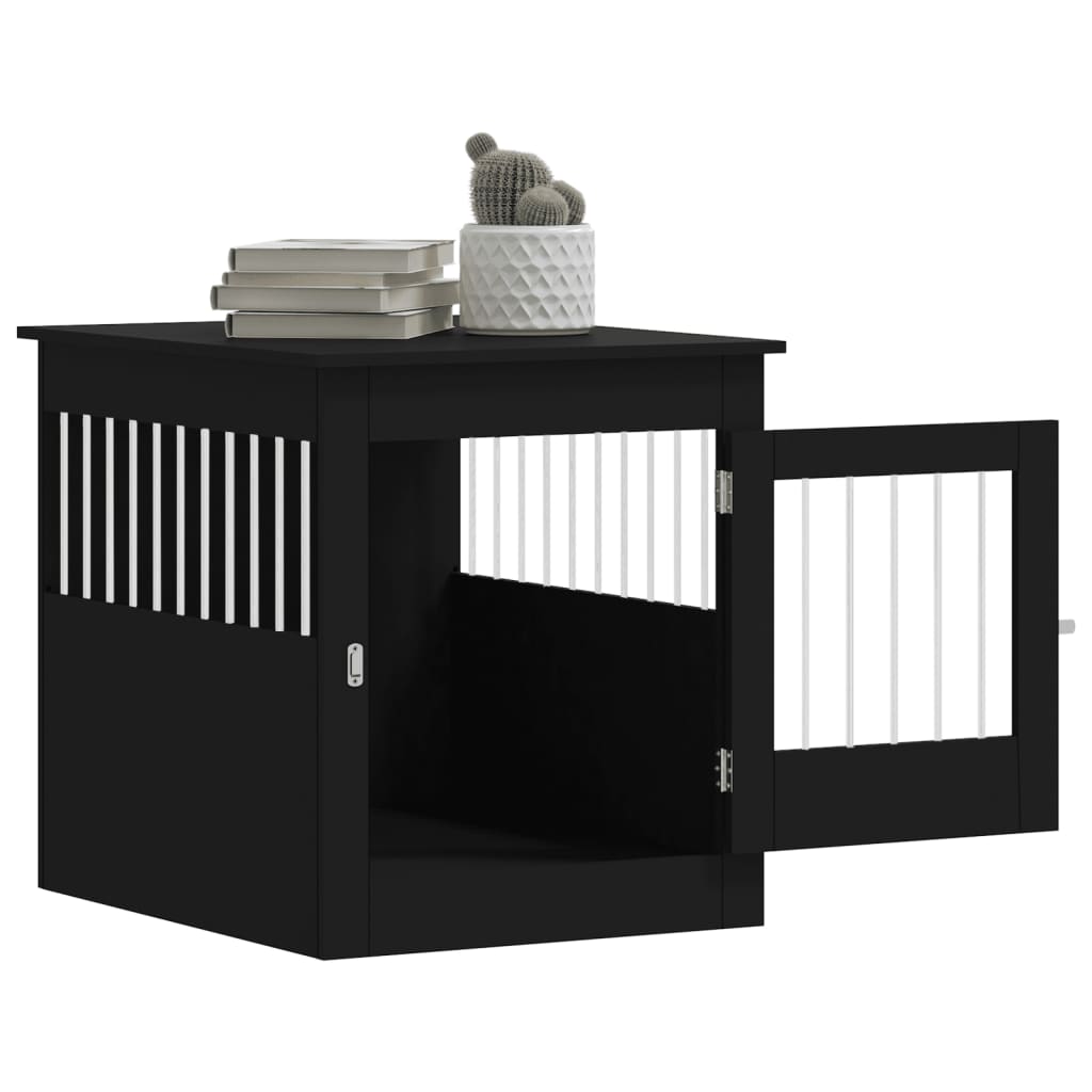 vidaXL Meuble de cage pour chiens noir 64,5x80x71 cm bois d'ingénierie - Image 5