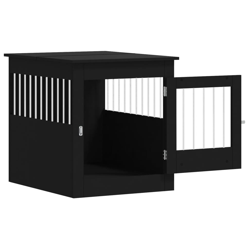 vidaXL Meuble de cage pour chiens noir 64,5x80x71 cm bois d'ingénierie - Image 6