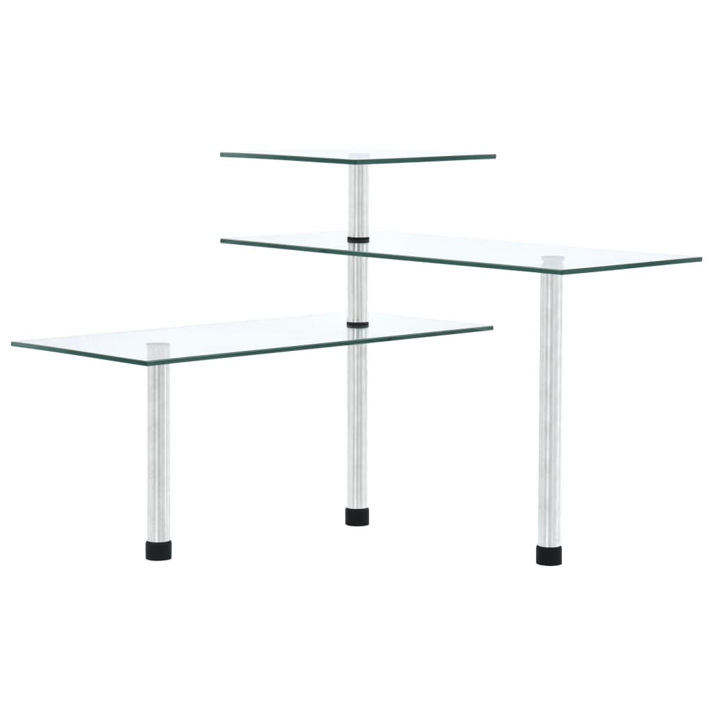 vidaXL Étagère d'angle de cuisine à 3 niveaux Verre trempé