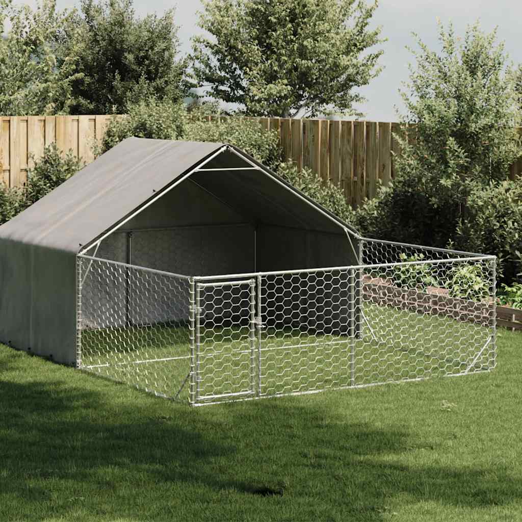 vidaXL Niche d'extérieur pour chien enclos 5x3x1,9 m acier galvanisé