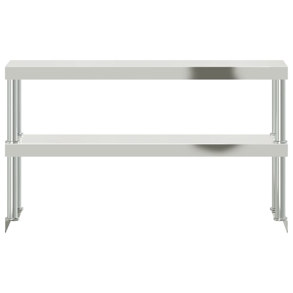vidaXL Étagère de table de travail à 2 niveaux 110x30x65 cm inox - Image 5