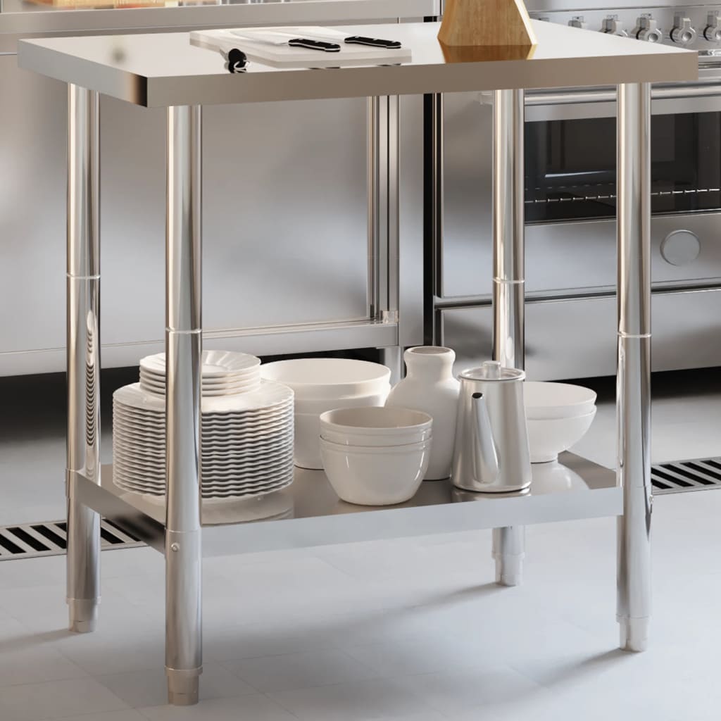 vidaXL Table de travail de cuisine 82,5x55x85 cm acier inoxydable