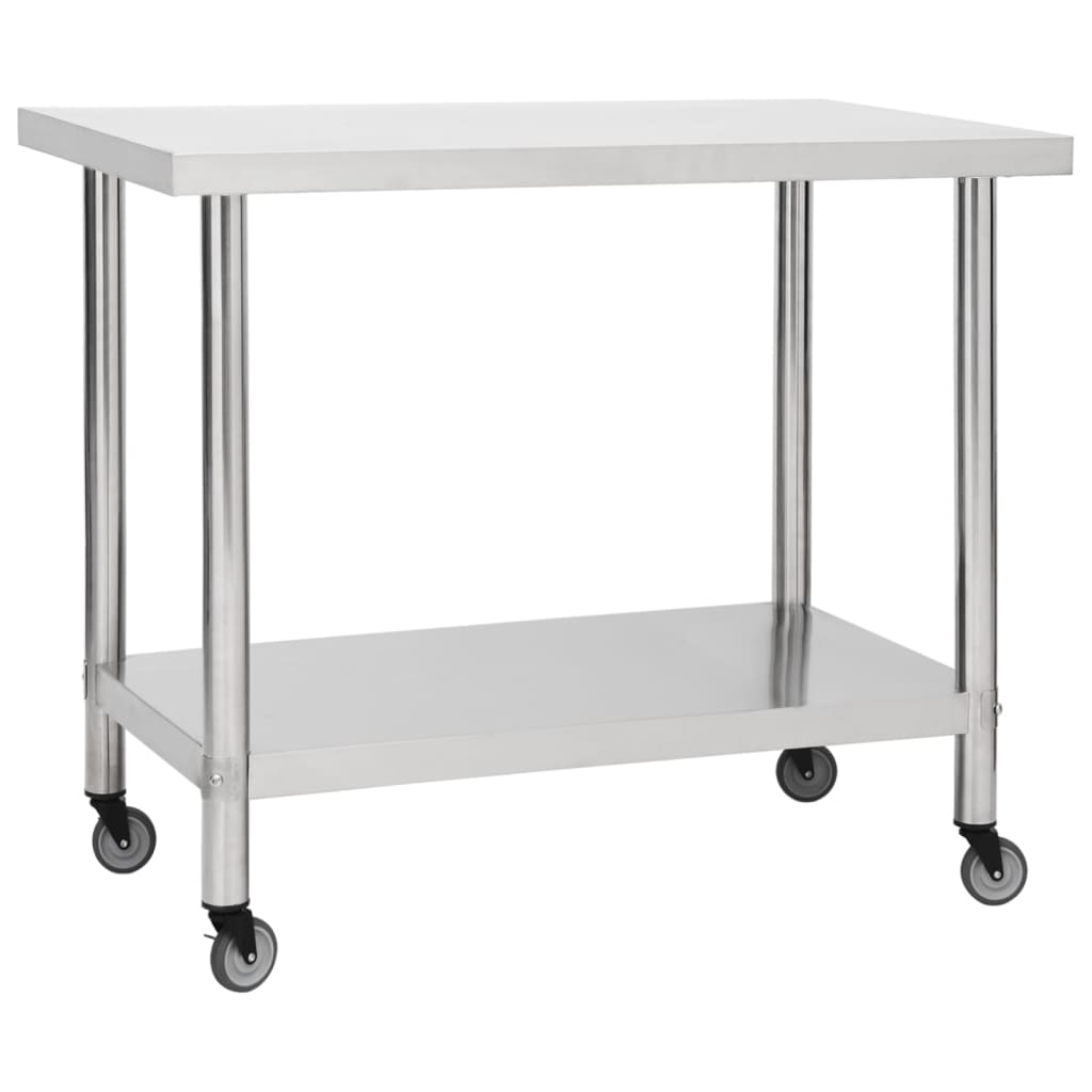 vidaXL Table de travail de cuisine avec roues 80x60x85 cm Inox