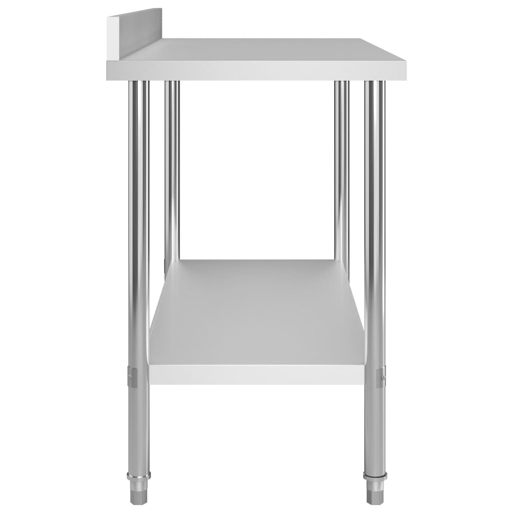vidaXL Table de travail de cuisine avec dosseret 120x60x93 cm Inox - Image 4