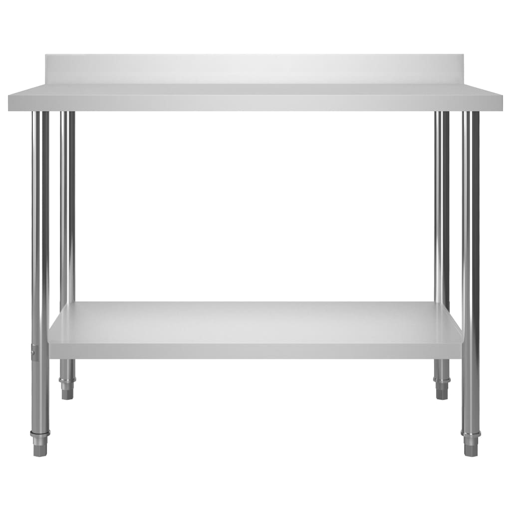 vidaXL Table de travail de cuisine avec dosseret 120x60x93 cm Inox - Image 3