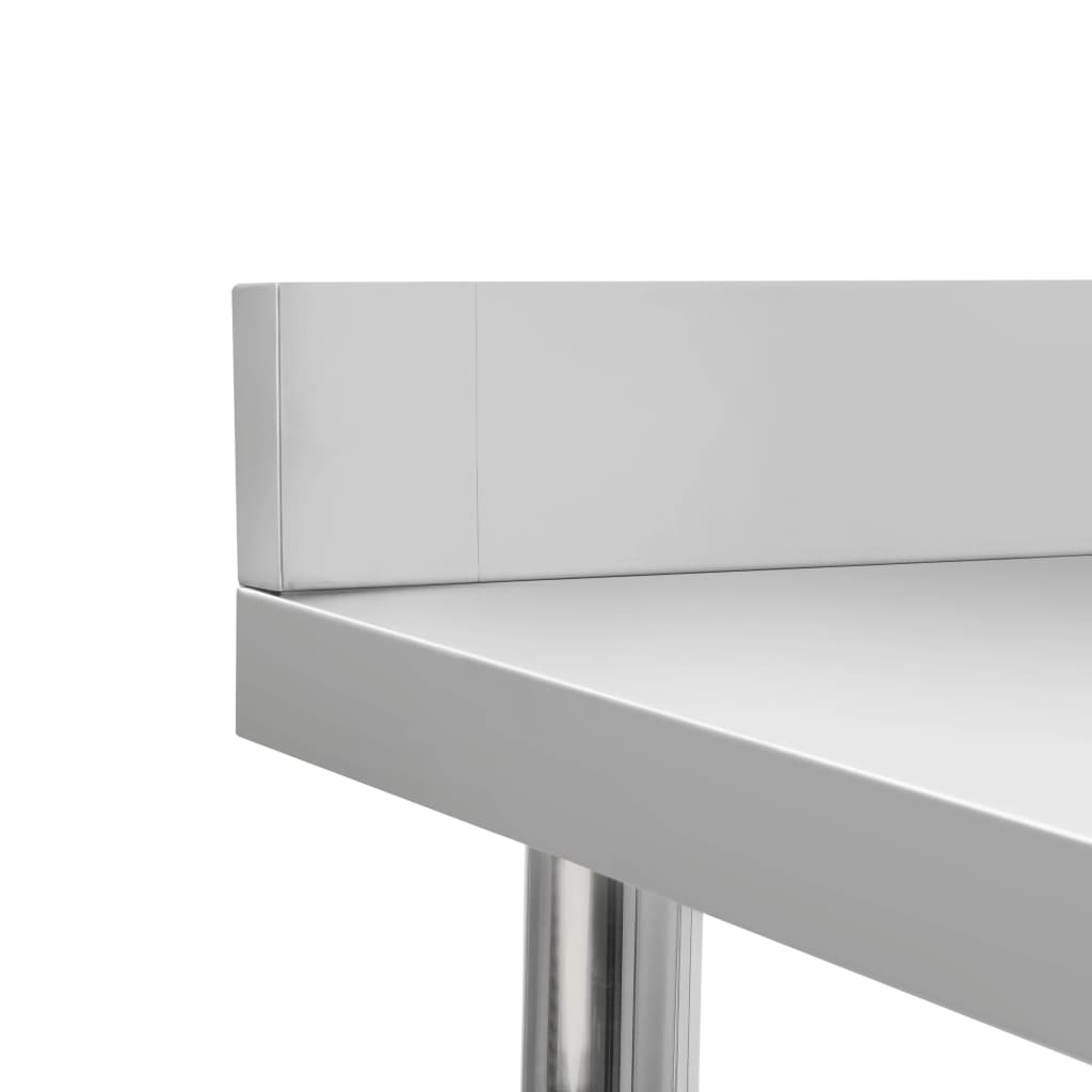 vidaXL Table de travail de cuisine avec dosseret 120x60x93 cm Inox - Image 5