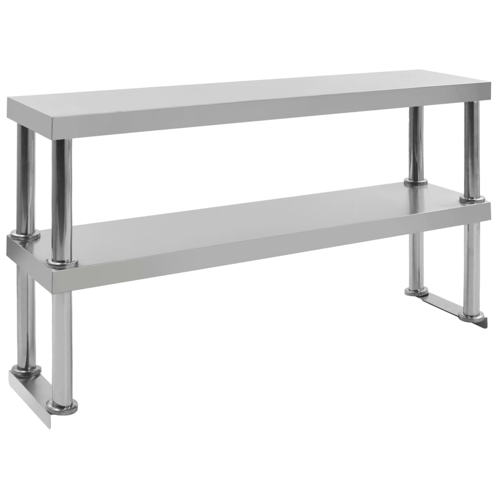 vidaXL Étagère de table de travail 2 niveaux 120x30x65 cm Inox