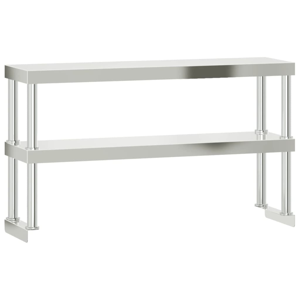 vidaXL Table de travail de cuisine avec étagère 110x30x150 cm inox - Image 5