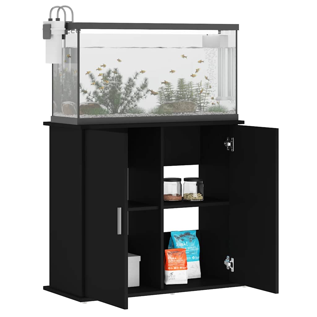 vidaXL Support pour aquarium noir 81x36x73 cm bois d'ingénierie - Image 3