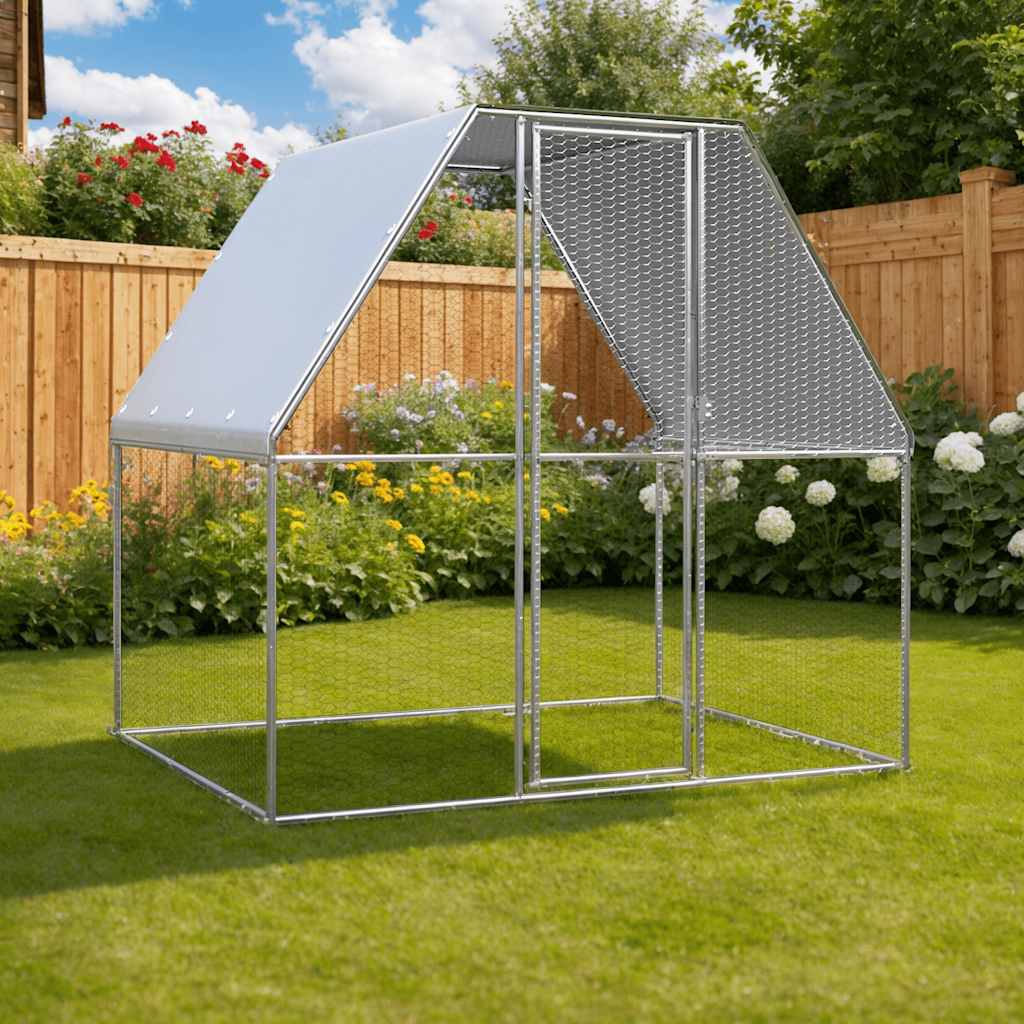 vidaXL Poulailler argenté et gris 2x2x2 m acier galvanisé