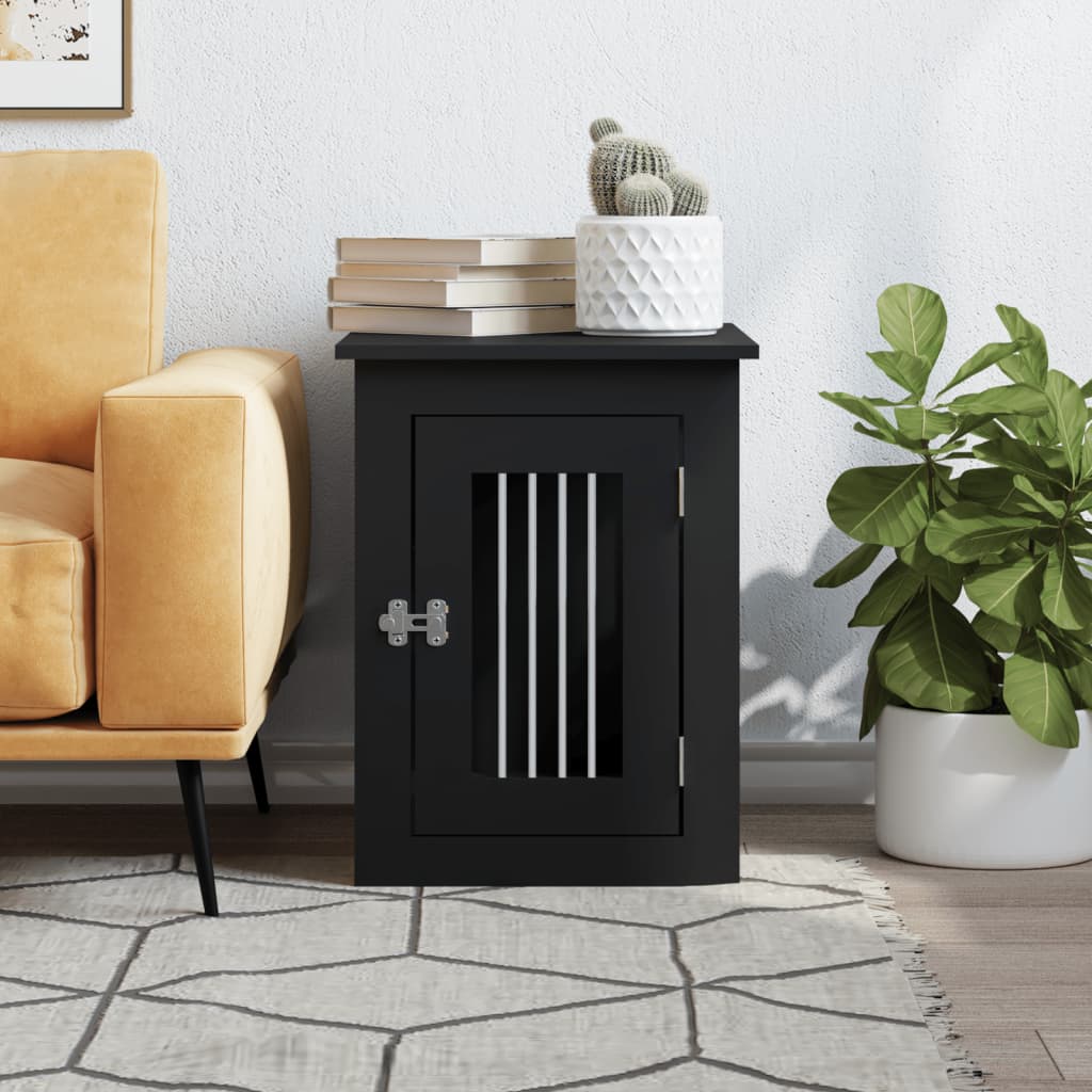 vidaXL Meuble de cage pour chiens noir 45x62x59 cm bois d'ingénierie - Image 3