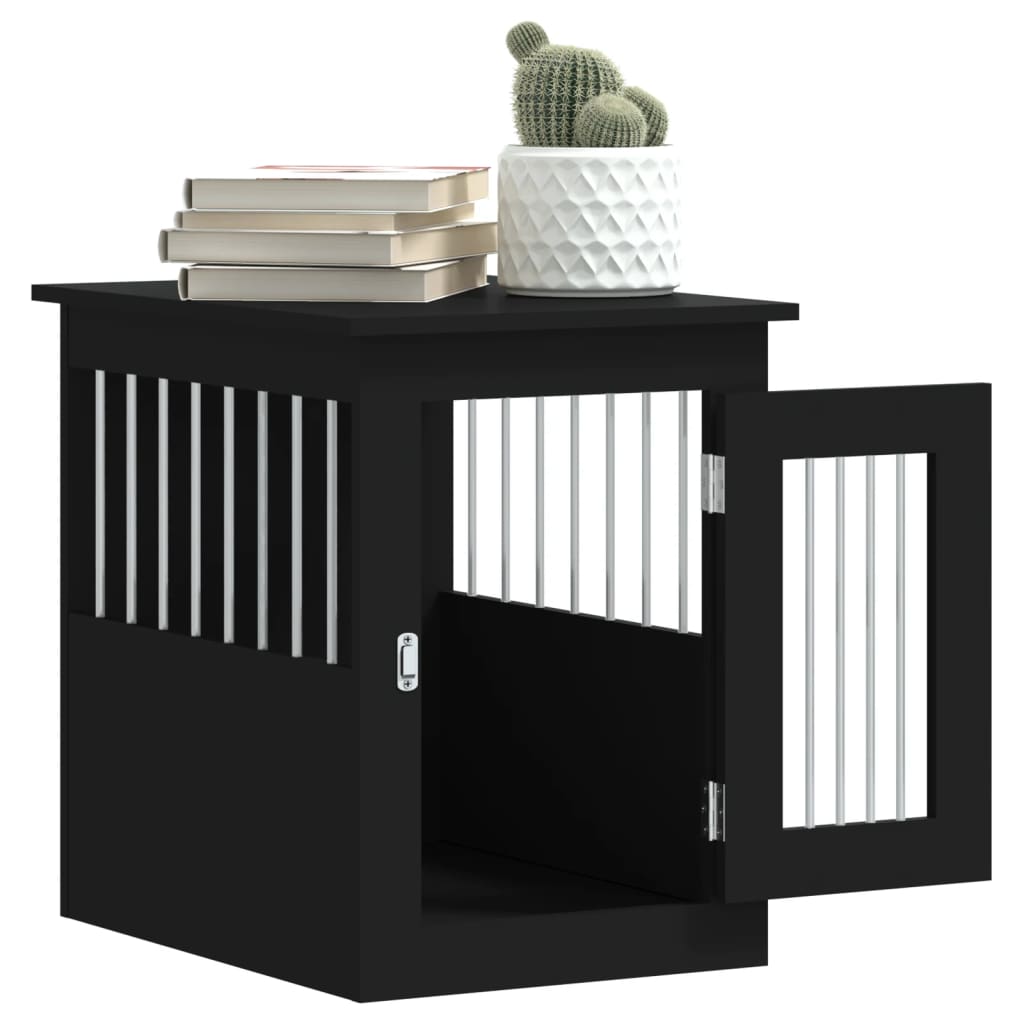vidaXL Meuble de cage pour chiens noir 45x62x59 cm bois d'ingénierie - Image 5