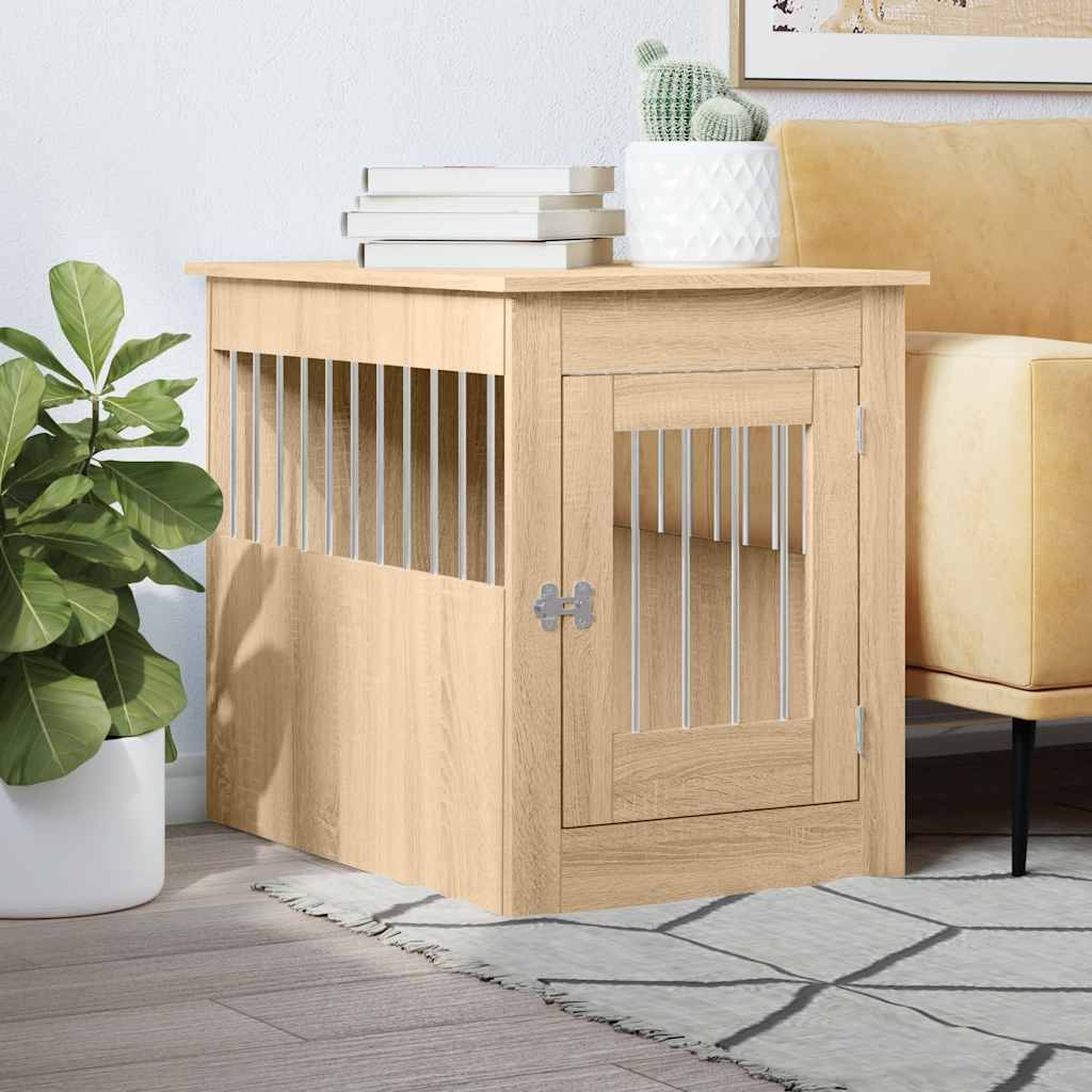 vidaXL Meuble de cage pour chiens chêne sonoma 55x80x68 cm