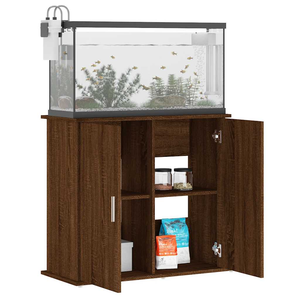 vidaXL Support pour aquarium chêne marron 81x36x73cm bois d'ingénierie - Image 3