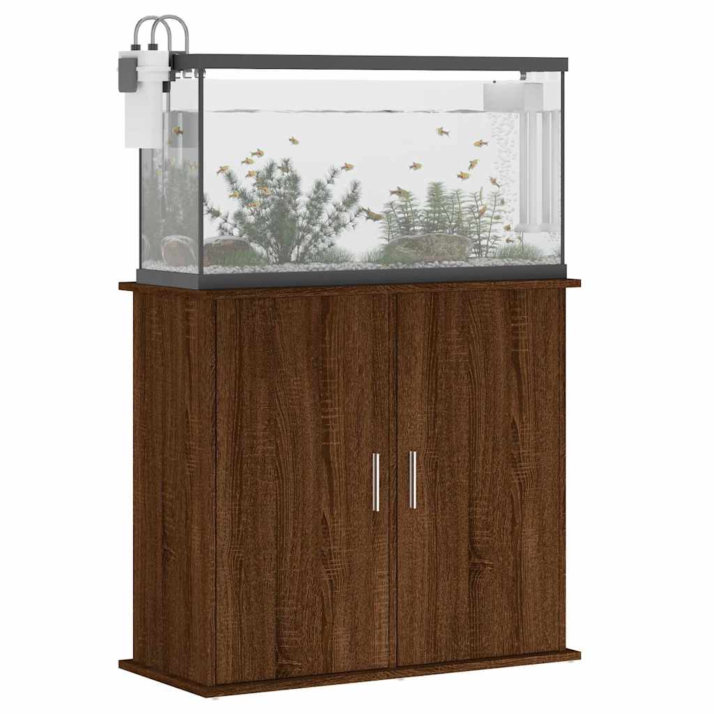 vidaXL Support pour aquarium chêne marron 81x36x73cm bois d'ingénierie - Image 4