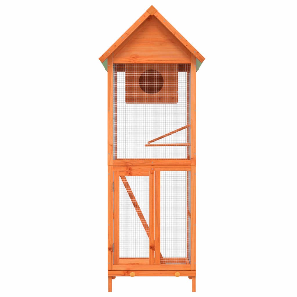 vidaXL Maison à oiseaux marron 60x58,5x160 cm bois massif de pin - Image 3