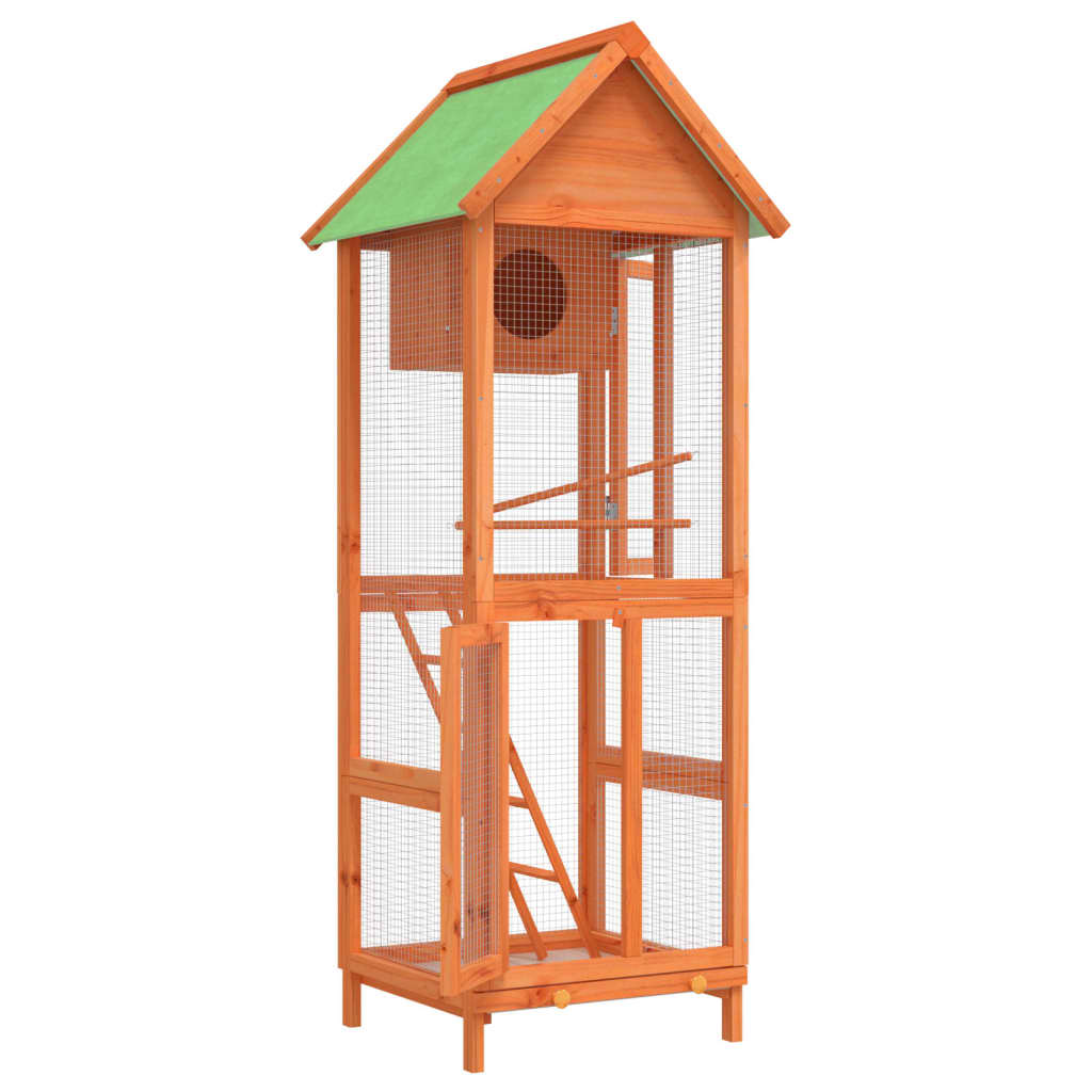 vidaXL Maison à oiseaux marron 60x58,5x160 cm bois massif de pin - Image 4