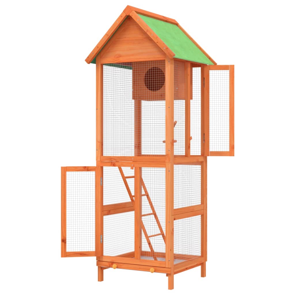 vidaXL Maison à oiseaux marron 60x58,5x160 cm bois massif de pin - Image 6