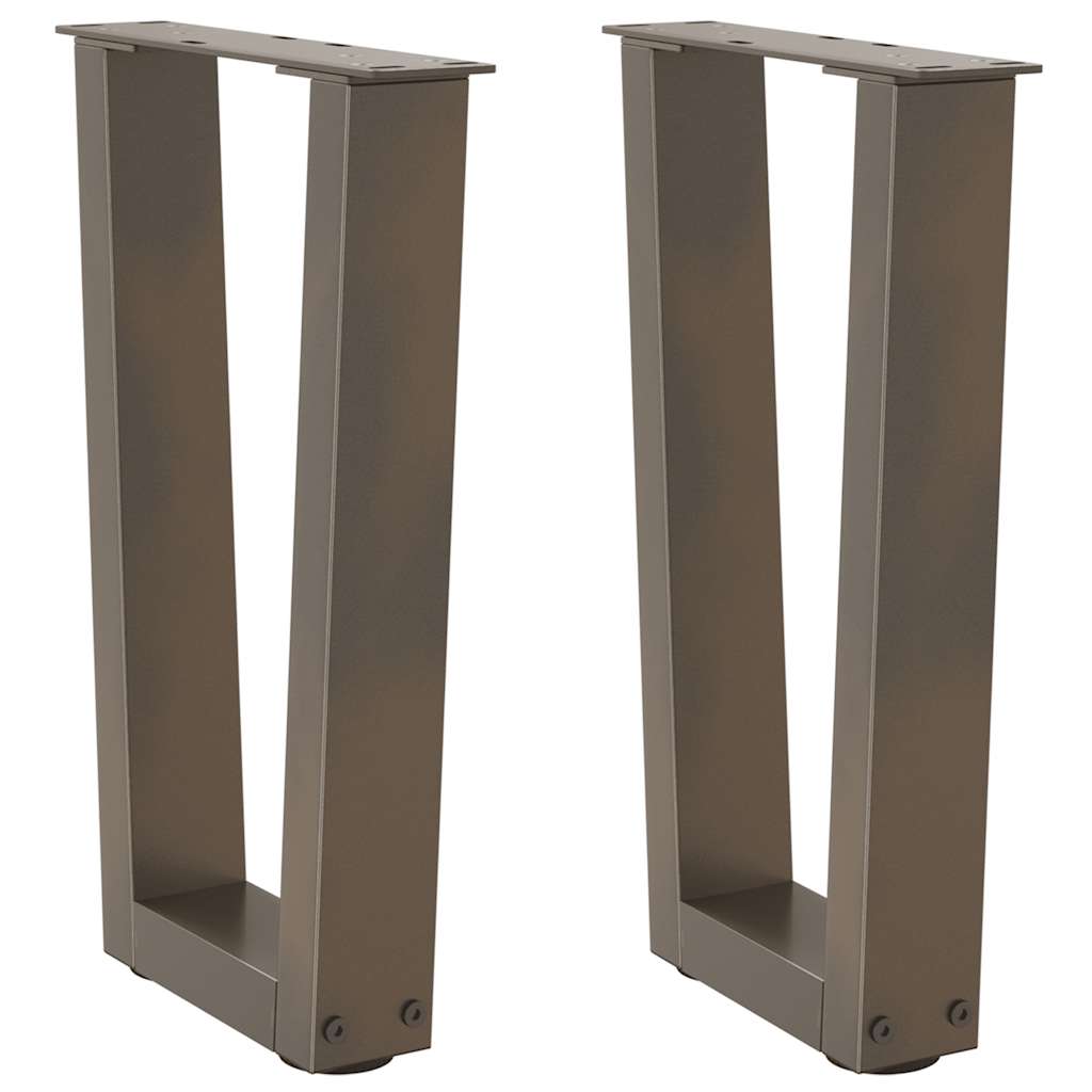 vidaXL Patas para mesa de centro en forma de V (2 unidades, acero natural, 28 x 42-43,3 cm)