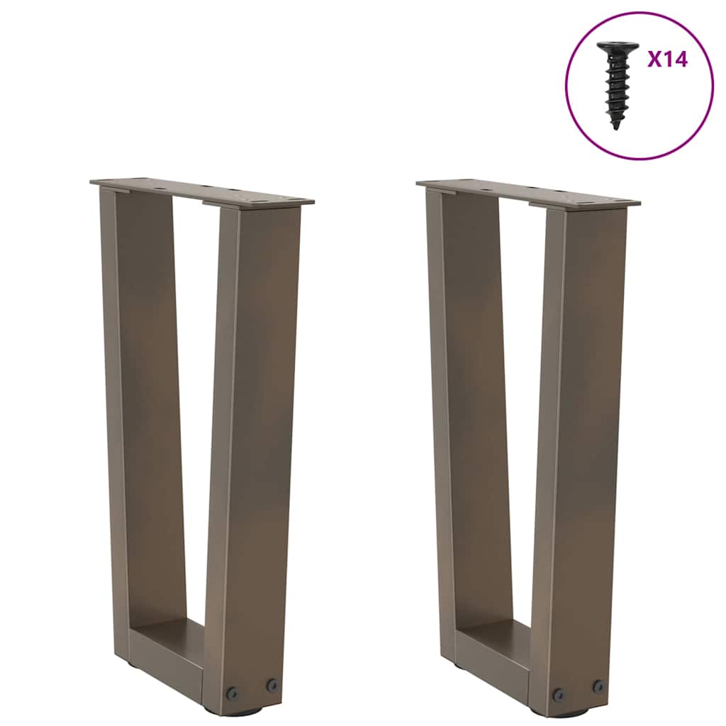 vidaXL Patas para mesa de centro en forma de V (2 unidades, acero natural, 28 x 42-43,3 cm) - Image 3
