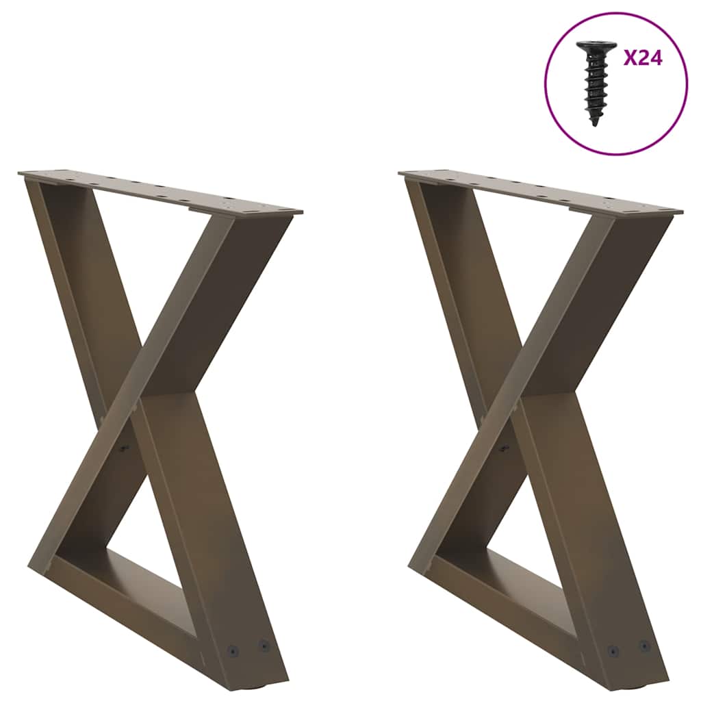 vidaXL Patas para mesa de centro (2 unidades, acero natural, 60 x 42-43,3 cm)
