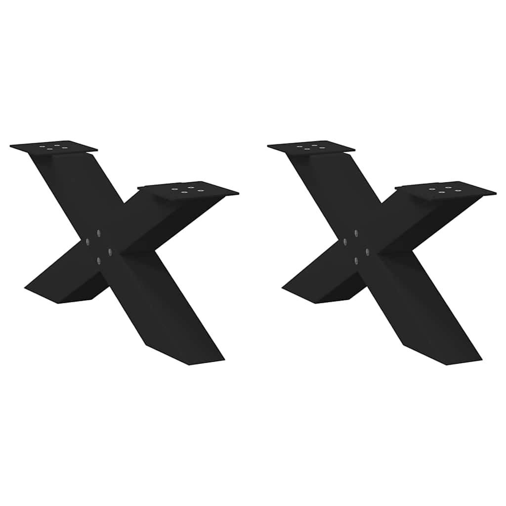 vidaXL Patas para mesa de centro en forma de X (2 unidades), color negro, 70 x (30-31) cm, acero